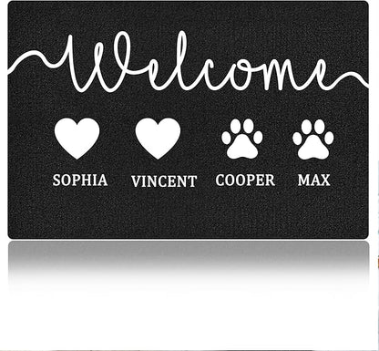 Custom Doormat with Name Pets Personalized Entryway Door Mat Front Door Mat for Outdoor Decor Entrance Mat Customised Rug Christmas Housewarming Gift with Anti-Slip Backing
