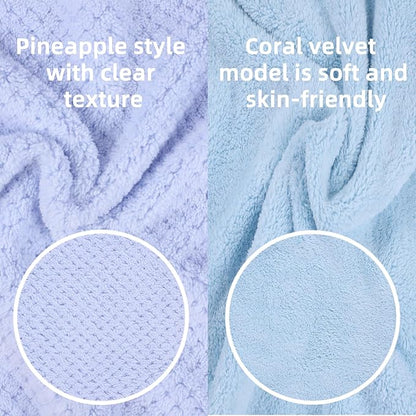 Super Absorbent Dog Bathrobe Pineapple Soft Fast Drying Dogs Towel Robe Adjustable Drying Coat for After Bath with Hood (Coral Velvet Blue, Large)