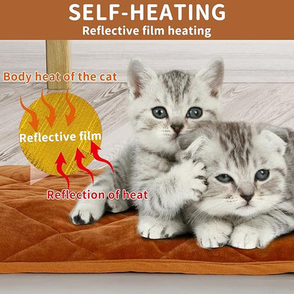NAMOTEK Self-Warming Cat Bed Indoor/Outdoor Super Soft Self Heating Pet Mat Washable Thermal Pad for Cat & Dog 35x23 inch