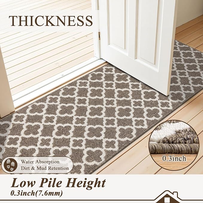 U'Artlines Runner Rug for Hallway 2×6feet Non Slip Kitchen Floor Carpet Runners Brown Geometric Pattern Machine Washable Area Rug for Entryway Bathroom