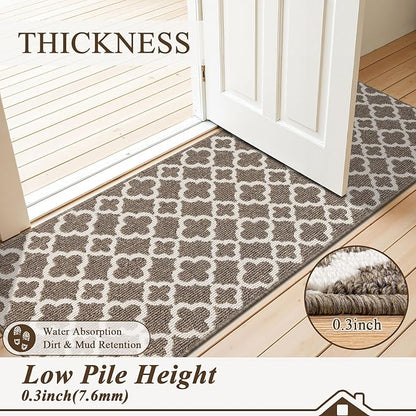 U'Artlines Runner Rug for Hallway 2×6feet Non Slip Kitchen Floor Carpet Runners Brown Geometric Pattern Machine Washable Area Rug for Entryway Bathroom