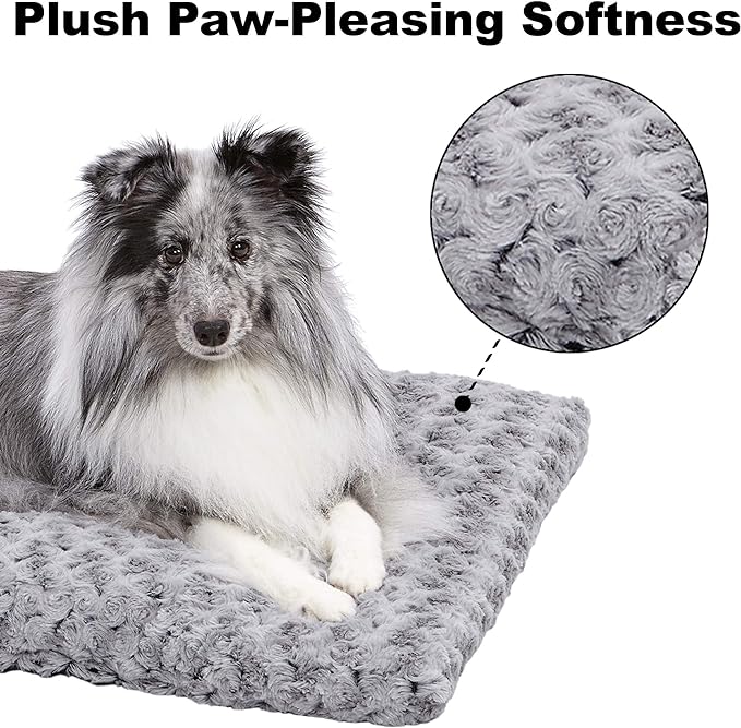 MidWest Homes for Pets Large QuietTime Deluxe Gray Ombré Swirl Plush Pet Bed, Machine Washable, Non-Skid Bottom, Soft Crate Mat for 42-inch Crates