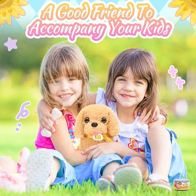 Tagitary Plush Toys Walking Dog Toys That Can Walk, Bark and Wag Tail,Interactive Electronic Pet Toys Puppy with Leash,Easter Christmas Birthday Gift for Toddlers Kids