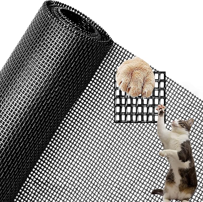 Pet Proof Window Screen Replacement Adjustable Thicken Charcoal Fiberglass Screen Mesh Dog Cat Net for Patio Porch Sliding Door (40"X40")