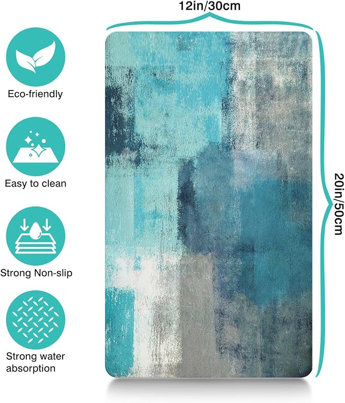 Dog Food Mats for Floors Absorbent, Cat Food Mat - Pet Cat Feeding Mat Quick Dry, Dog Bowl Mats for Water, Pet Supplies Feeding Placemat 12" x 20" Tie-Dye Blue