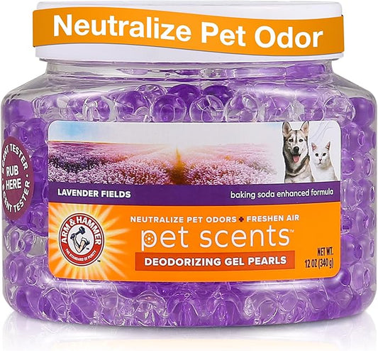 Arm & Hammer for Pets Air Care Pet Scents Deodorizing Gel Beads, Pet Odor Eliminator for Rooms Closets and Small Spaces with Long Lasting Odor Control, Lavender Fields Scent, 12 oz