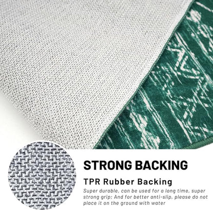 KUTA Spring Washable Hallway Runner Rug, 2x6 Non-Slip Vintage Boho Rugs Kitchen Runners Green Ultra Soft Distressed Geometric Floor Carpet for Bedroom Laundry Living Room