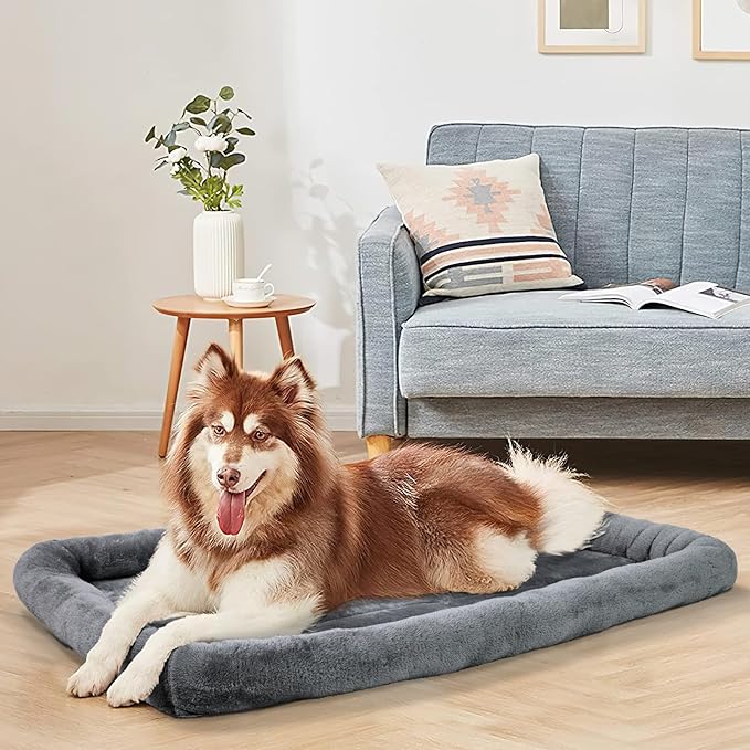 Patas Lague Bolster Dog Bed for Small Dogs 24''x18'', Soft Warm Foam Pet Sofa Bed, Machine Washable Pet Cat Crate Mat for Small Breeds, Dark Grey