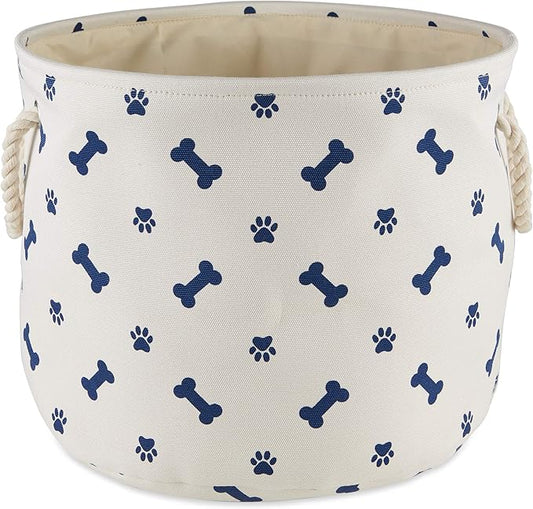 Bone Dry 5511 Pet Storage Collection Paw and Bone Print, Medium Round, Nautical Blue