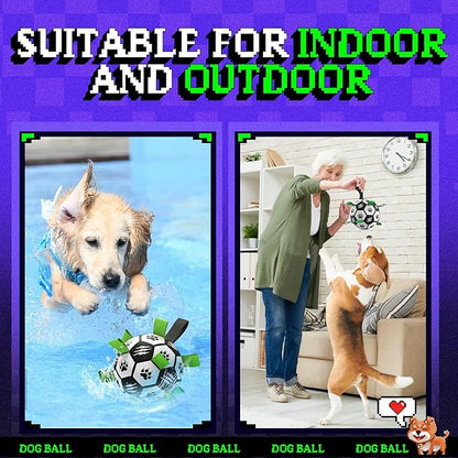 Diman Dog Soccer Ball: 6 Inch Dog Toy Balls with Straps,Durable Outdoor Dog Toys for Small Medium Pets, (Black)