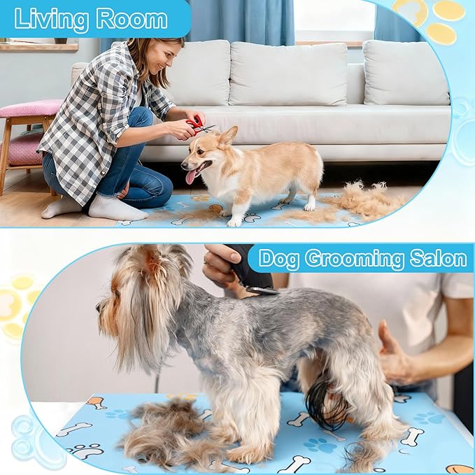 Dog Grooming Table Mat Pad Non-Slip - 23.62 x 15.75 Inch, Pet Grooming Table Mat for Grooming Dogs at Home, Pet Salon Bath Mat for Pets Grooming Table, Fit for Dog & Cat Enthusiasts