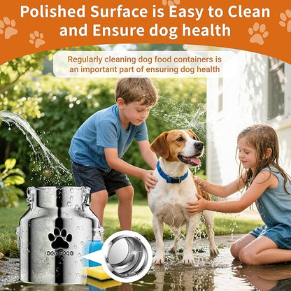 Metal Dog Food Storage Container 18Lbs, Stainless Steel Dog Food Storage Container with Lids Airtight, Pet Food Storage Container for Dogs, Cat Food Bin with Spoon, Keep Food Fresh, Easy to Clean