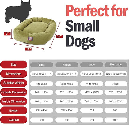 Majestic Pet 24 Inch Micro Velvet Calming Dog Bed Washable – Cozy Soft Round Dog Bed with Spine for Head Support - Fluffy Donut Puppy Mat 24x19x7 (Inch) Small – Apple