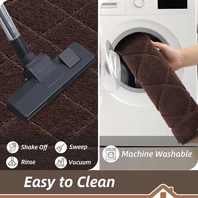 BEQHAUSE Dirt Trapper Door Mat 36" x 60", Doormat Non-Slip Entryway Rugs Washable, Dog Door Mat Stain Resistant and Absorbent Welcome Floor Mat for Front Back Door, Mud Wet Shoes & Paws, Brown