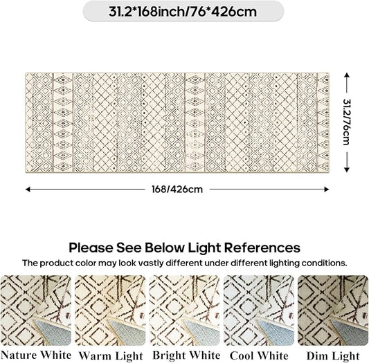 2'6"x14' Hallway Runner Rug Washable: Moroccan Non Slip Runner Rugs Low Pile Indoor Floor Mats Long Moroccan with Rubber Backing Soft Farmhouse Carpet for Front Door Entryway 2'6"x14' Geo Beige