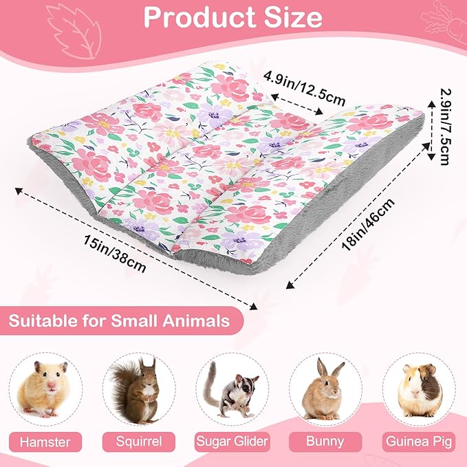 Rabbit Bed 18"X15"Thickened and Soft Bunny Bed Washable Cuddle Cushion Plush Mat Double-Sided Plush Small Pet Flop Mat Cotton Pillow for Rabbit