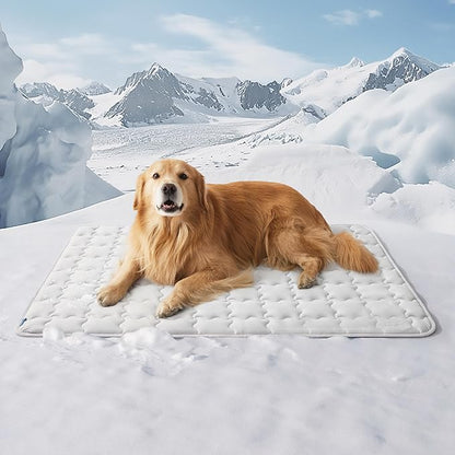 Bedsure Cooling Dog Mat Extra Large, Q-Max>0.5 XXLThin Breathable Cold Crate Pad for Pet, Portable Washable Kennel Bed for Summer Active Dog with Chill Soothing Fabric to Rapid Cooling, 48x30, Grey
