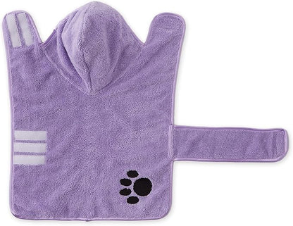 Bone Dry Pet Robe Collection, Embroidered Absorbent Microfiber Bath Robe with Adjustable Closure, for Dogs & Cats, Small, Lavender