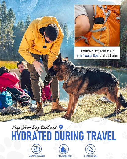 lesotc Dog Water Bottle, Portable Water Dispenser with Water Bowl, Leak Proof Pet Travel Squeeze Bottle, Puppy Essentials Dog Stuff Accessories for Outdoor Walking, Hiking, Camping Doggie Gift