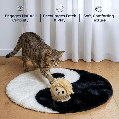 Pet Lou 4 Inch Squeaky Lamb Ball Dog Toy, Durable TPR Squeaky Ball with Plush Cover, Stuffing-Free Lamb Dog Toy for Small & Medium Breeds, Bouncy & Water-Floating