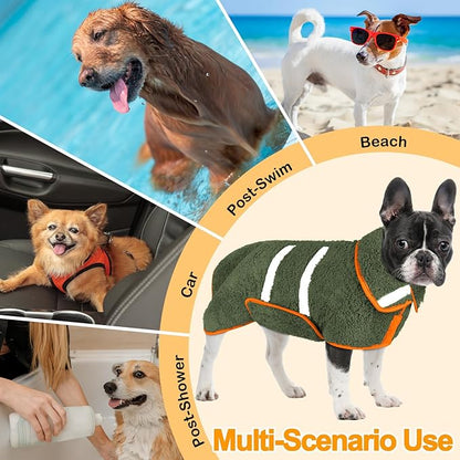 Dog Bathrobe Super Absorbent Dog Towels Large Quick Drying Robes for After Bath Soft Adjustable Warm Keeping Dogs Towel(S-XXL)