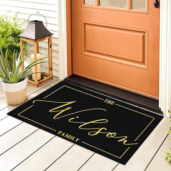 Custom Doormat with Family Name - Personalized Entryway Door Mat Front Door Mat for Outdoor Decor Entrance Mat Housewarming Gift with Anti-Slip Backing Design05