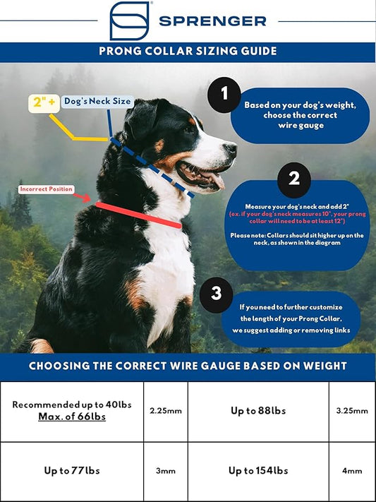Herm Sprenger Prong Dog Training Collar Ultra-Plus Chrome Plated Steel No Pull Collar for Dogs Made in Germany, 20in x 3.0mm (Neck Size up to 16in)