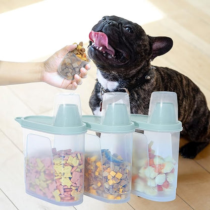 Citylife 3 PCS Pet Food Container Airtight 1.8 LB Plastic Cat Food Container for Dry Food Small Dog Food Containers with Pour Spout Birds Food Dispenser