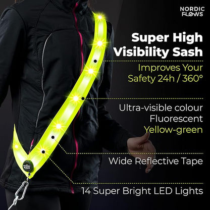 Rechargeable LED Lights Safety Vest – Reflective and Lighted Sash for Night Walks, Running, and Walking the Dog in the Dark Gear