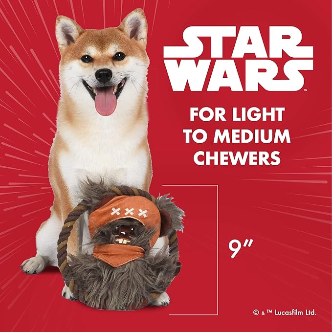 STAR WARS for Pets Dog Toy Ewok Plush Rope Frisbee Dog Toy | Plush Squeaky Pet Toy | Adorable Toys for All Dogs, Official Product