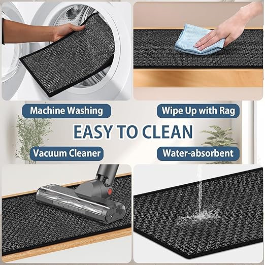 Peel and Stick Stair Carpet Treads for Wooden Steps,15 Pack Indoor Black Stair Mats, Basement Safety Stick On Stair Rug Step Pads for Pet Dog, Elders and Kids