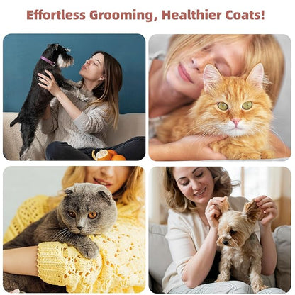 3PCS Cat & Dog Brush Set: Slicker & Deshedding Brush, Dematting Comb, and Bath Brush – Premium Grooming Tools for Shedding & Tangle-Free Fur (Blue)