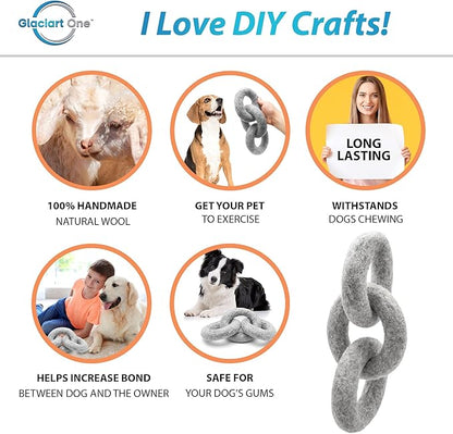 Glaciart One Felted Wool Dog Chew Rings | Durable for Puppy Chew for Teething & Dog Teeth Cleaning | Pet Toys Fetch Games & for Anxiety/Boredom | Great for Small or Medium