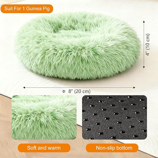 Guinea Pigs Bed Small Animal Bedding Donut-Shaped Burrowing Pet Bed Soft and Warm Hideaway with Spandex and Fleece Bottoms Cozy Carrier, Cage Accessories