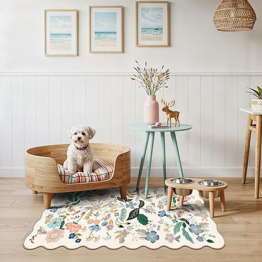 Washable 2x4 Entryway Area Rugs: Vintage Water Resistant Kitchen Rug Non-Slip Durable Doormat Ultra Soft Living Room Bedroom Carpet Indoor Low Pile Floor Mat for Bathroom Dining Room(2x4,Cream)