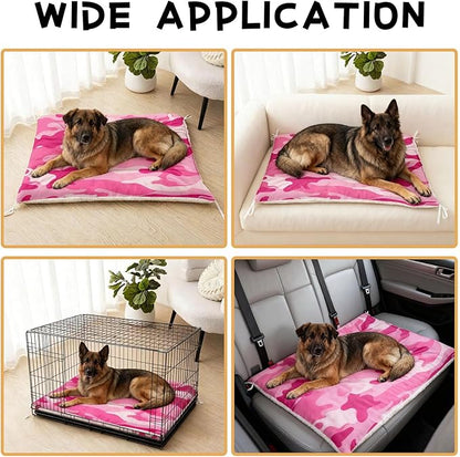 Dog Cat Bed Mat Ultra Soft Fluffy Pet Bed Washable Fashion Dog Crate Beds Comfy Comfy Pet Sleeping Pad Suitable for Pet Raised Bed(30"x26",Pink Camo)