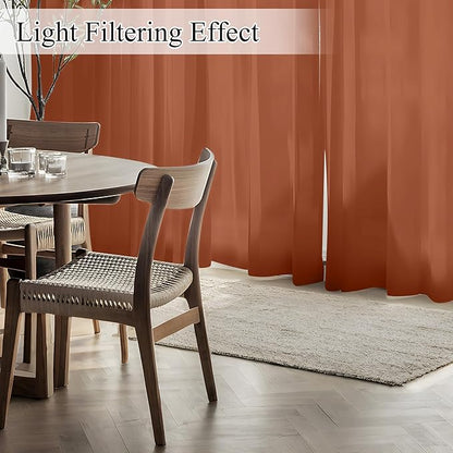 NICETOWN Burnt Orange Sheer Curtains 84 inches Long 2 Panels for Living Room, 52" Wide Grommet Window Drapes for Nursery- Home Decoration Light Filtering Elegant Window Treatment