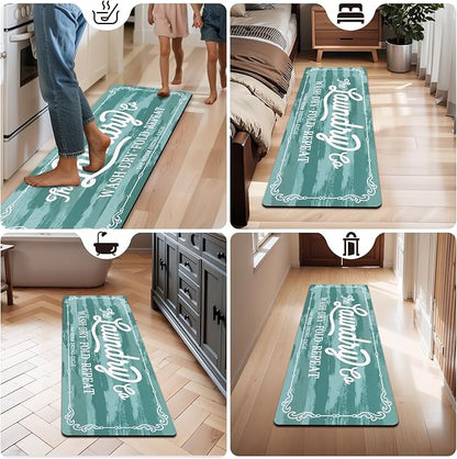 Pauwer Laundry Room Rug Runner 20"x60" Waterproof Rubber Laundry Mat Non Slip Kitchen Mats for Floor Washable Floor Mat Runner Rug for Farmhouse Mudroom Washroom Bathroom Decor