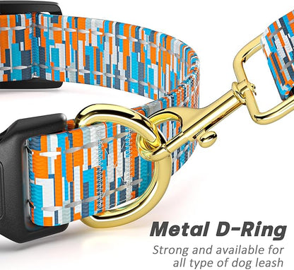 Reflective Dog Collar for Small Dogs, Cute Boho Adjustable Heavy-Duty Nylon Puppy Collar for Boy and Girl Female, Soft Pet Accessories with Quick Release Buckle, Colorful Spliced