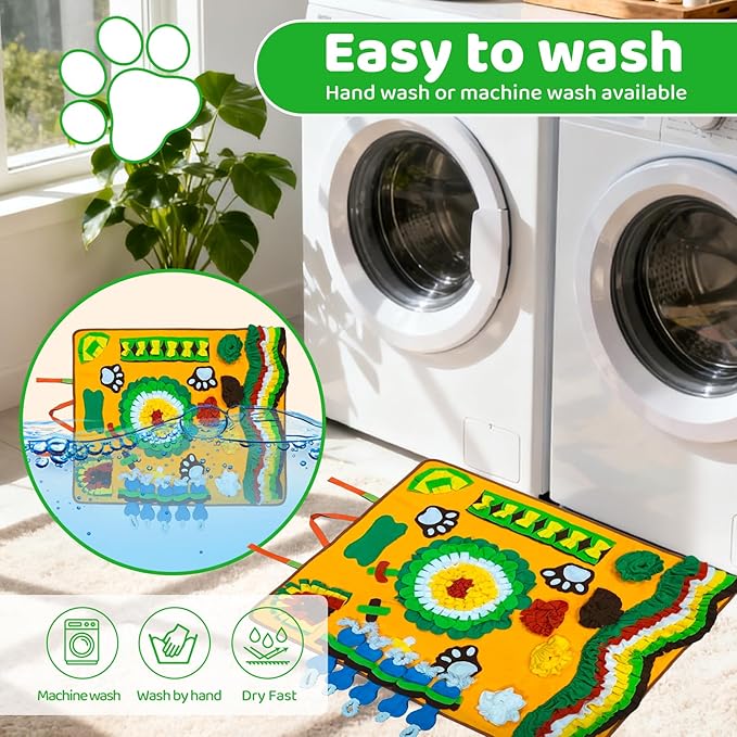 Snuffle Mat for Dogs Large Breed 36'' X 34'' - Interactive Dog Toys for Boredom - Sniff mat - Mental Stimulation - Enrichment Toys- Slow Feed- Washable & Foldable (A)
