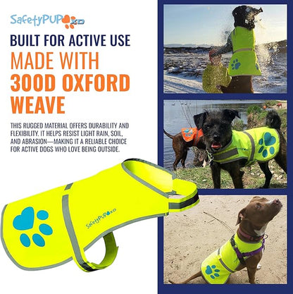 SafetyPUP XD Dog Reflective Vest – Hi-Vis Fluorescent Visibility That Helps to Safeguard Your Pet On/Off Leash in Urban & Rural Areas (Yellow, X-Small)