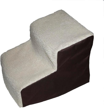 Pet Gear Easy Step II Pet Stairs, 2 Step For Cats/Dogs Up To 75-Pounds, Portable, Removable Washable Carpet Tread, No Tools Required, Espresso/Cream