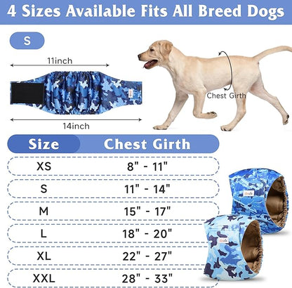 5 Pack Dog Diapers Male Reusable, Premium Belly Bands for Male Dogs, High Absorbing Male Dog Pee Wraps for Doggie in Incontinence or Excitable Urination and Training Camouflage Pattern L