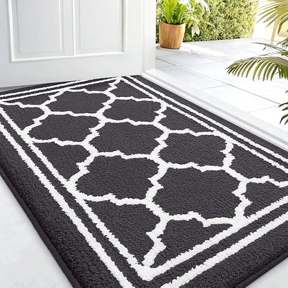 Buganda Indoor Door Mat, Dirt-Resistant and Absorbent Doormat, Anti-Slip, Low Profile Floor Mats for Inside Entryway, Front, and Back Door Entrance (32x20 Inches, Dark Grey)