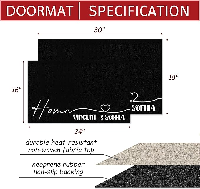 Custom Doormat with Family Name - Personalized Entryway Door Mat Front Door Mat for Outdoor Decor Entrance Mat Housewarming Gift with Anti-Slip Backing Design10