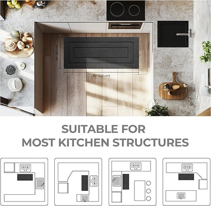 GRANNY SAYS Kitchen Mats for Floor Resist Dirt Kitchen Rugs Non Slip Washable, Long Rug Runner for Sink Laundry Thick Durable Polypropylene Comfort Standing, 47" x 20", Charcoal Grey