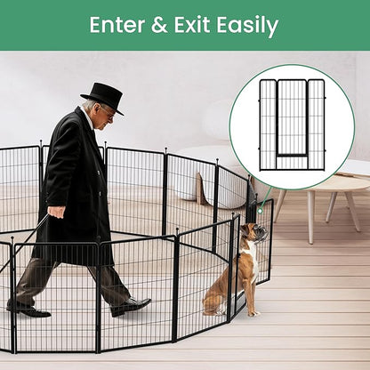 HealSmart Dog Playpen Indoor, Puppy Playpen Indoor Outdoor for Yard, Camping, RV, 40" Height 16 Panels Heavy Duty Dog Pen for Medium/Large Dogs, Black