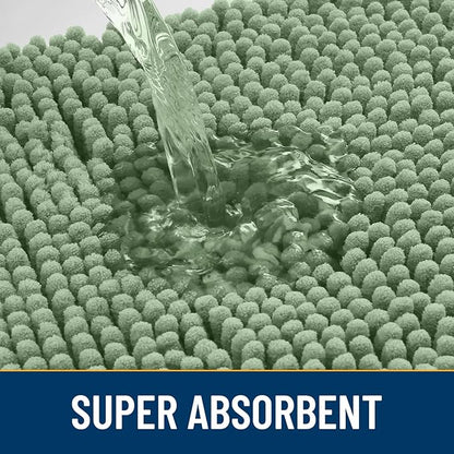 Smiry Dog Door Mat for Muddy Paws 30x20, Absorbs Moisture and Dirt Doormat, Non-Slip Washable Quick Dry Chenille Front Door Mat Indoor Entrance, Entryway Carpet for Inside Floor, Olive Green