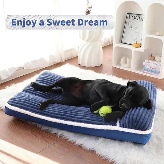 KHONSU PET Dog Bed with Pillow 3in Orthopedic Pad for Large Dogs up to 65 lbs Large Waterproof Removable Cover Machine Washable for Large Dogs