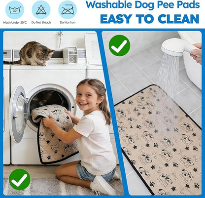 2 Pack Washable Pee Pads for Dogs, Absorbent Reusable Puppy Training Pads, Leakproof, Non-Slip, Waterproof Cat Doggie Pad Pet Potty Mat for Indoor&Outdoor, Whelping, Crate, Coffee 18"x24"
